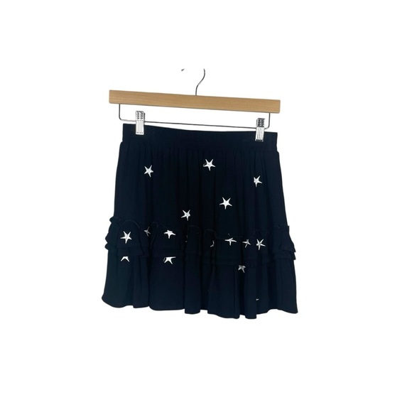 Storia Women’s Ruffle Tiered Embroidered Star Skirt in Black/White Size S - Picture 3 of 9